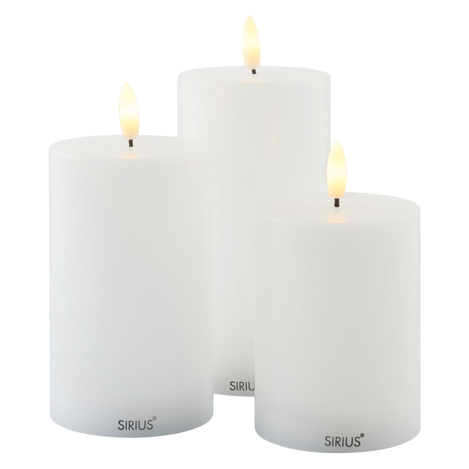 Sille Pillar 3 pcs set, Ø7,5 x 10/12.5/15cm, White