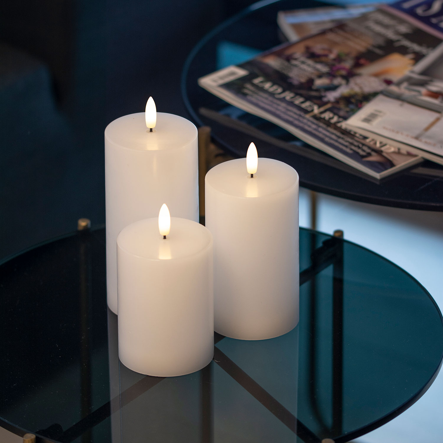 Sille Pillar 3 pcs set, Ø7,5 x 10/12.5/15cm, White