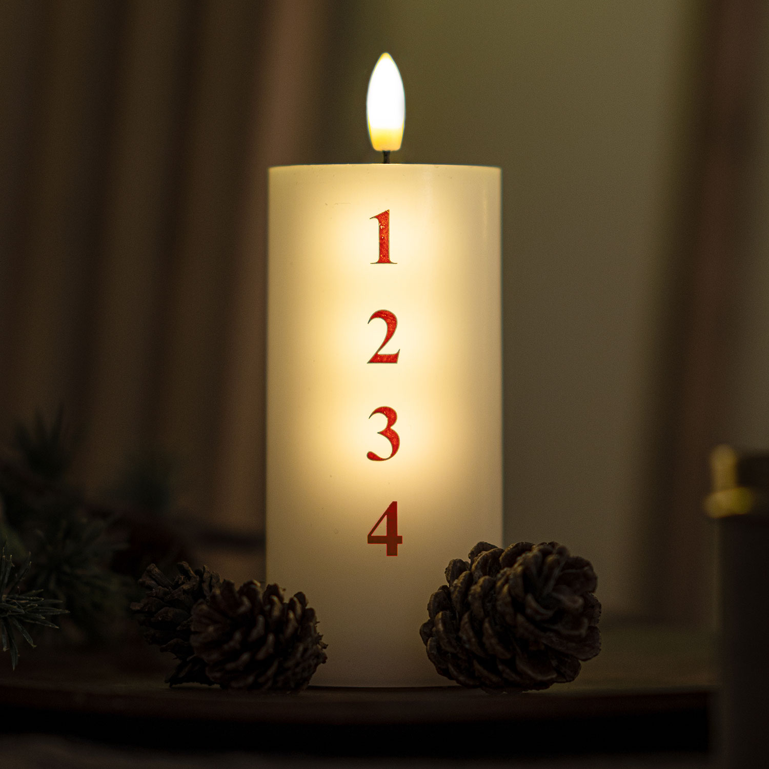 Sille Advent Ø7xH15cm White/Red