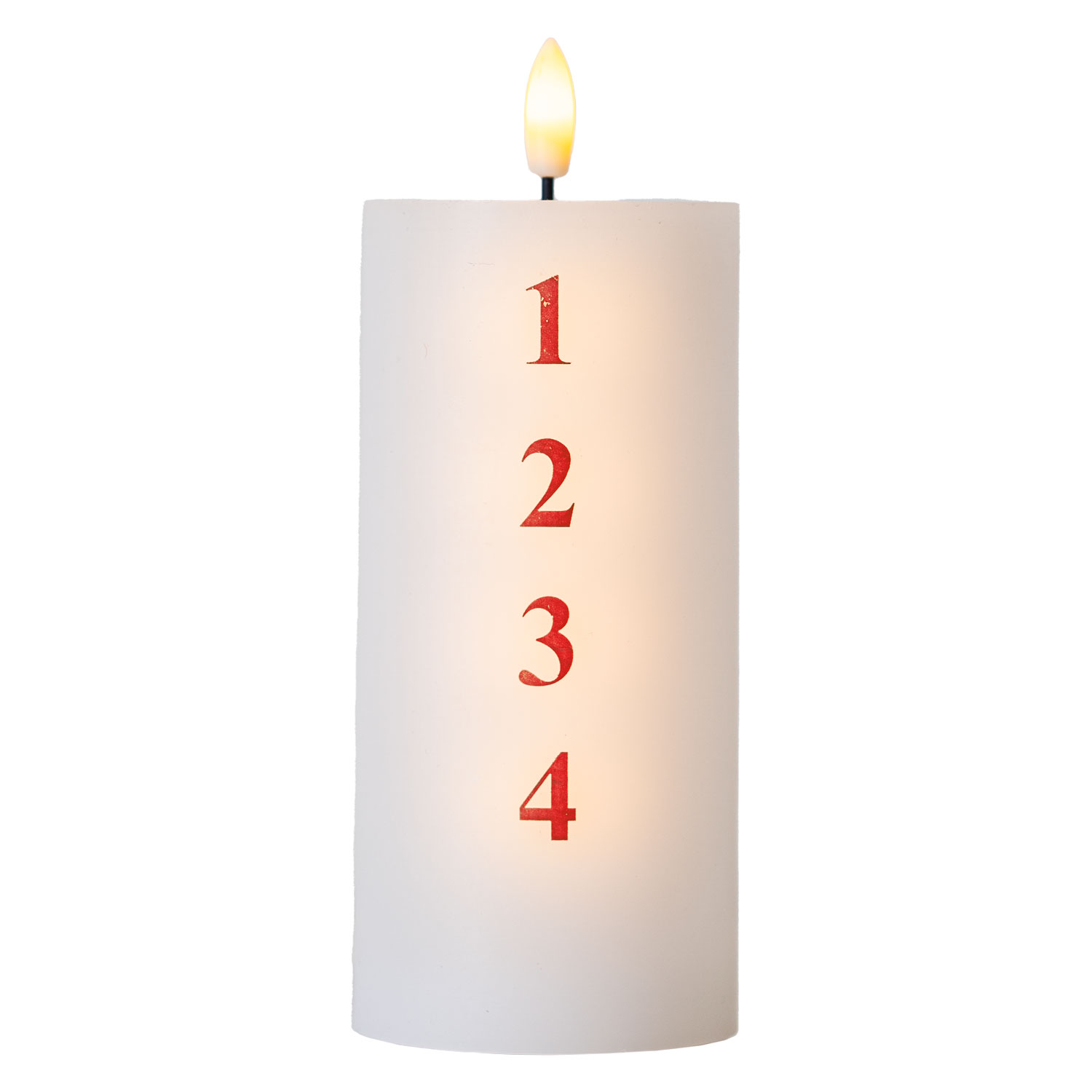 Sille Advent Ø7xH15cm White/Red