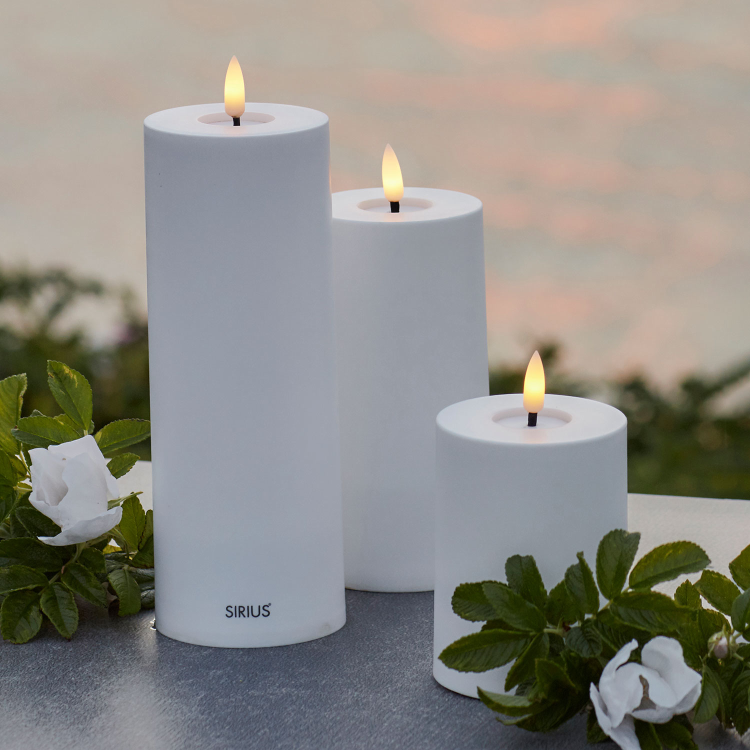 Sille Solar Ø7.5 cm, White - 3 pcs. set