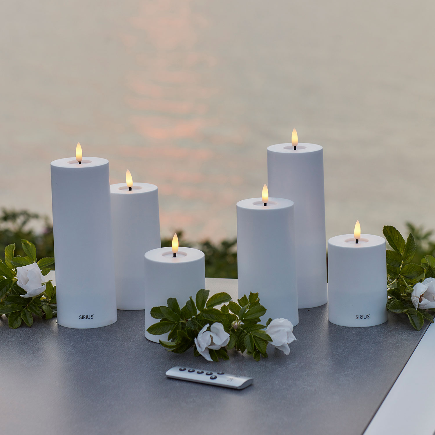 Sille Solar Ø7.5 cm, White - 3 pcs. set