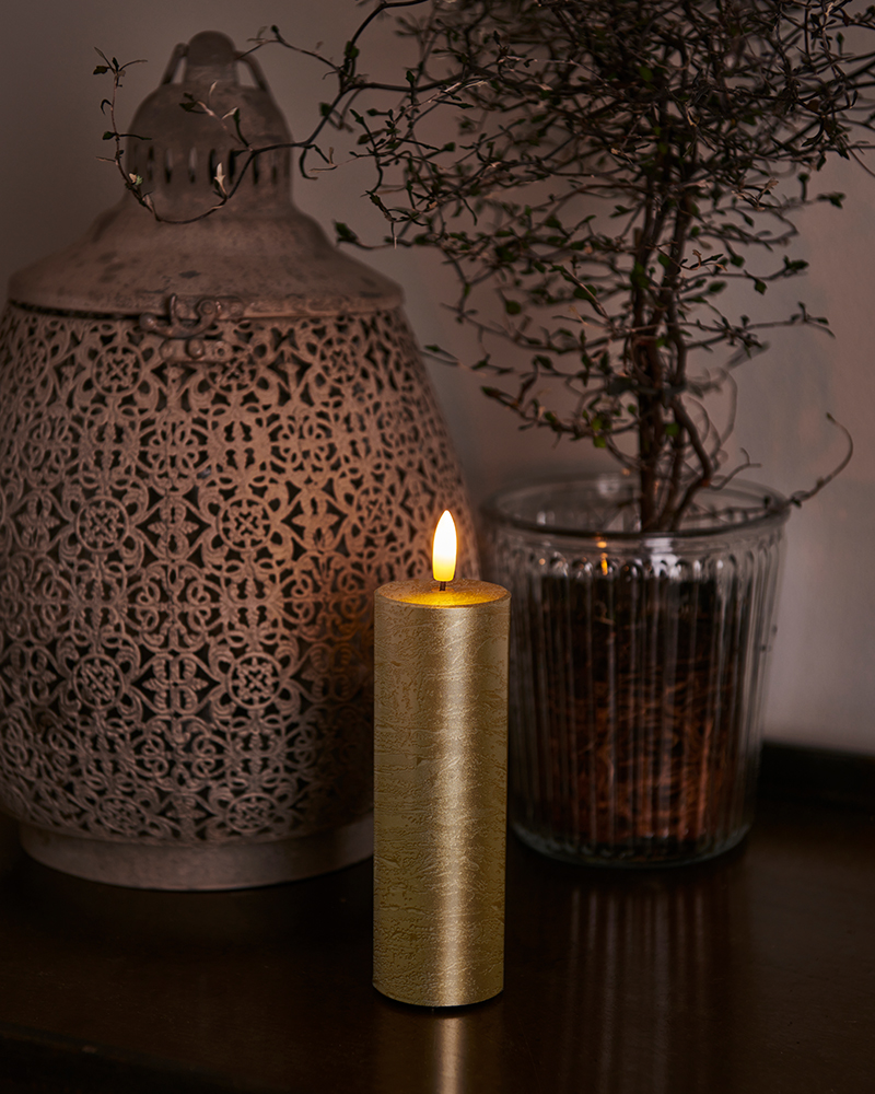 Sille Pillar Candle Ø5 x 15cm, Gold