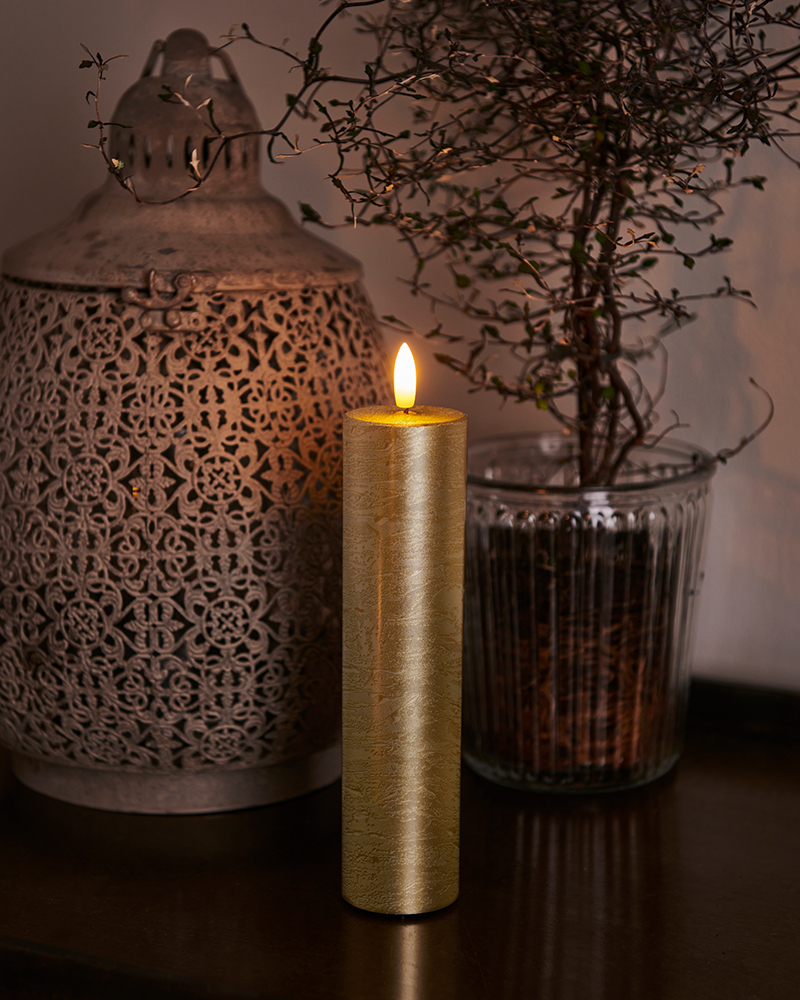 Sille Pillar Candle Ø5 x 20cm, Gold