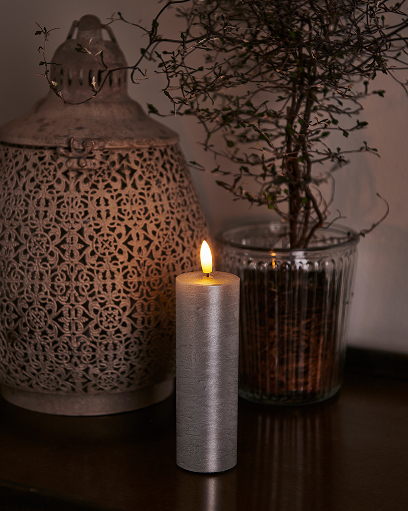 Sille Pillar Candle Ø5 x 15cm, Silver