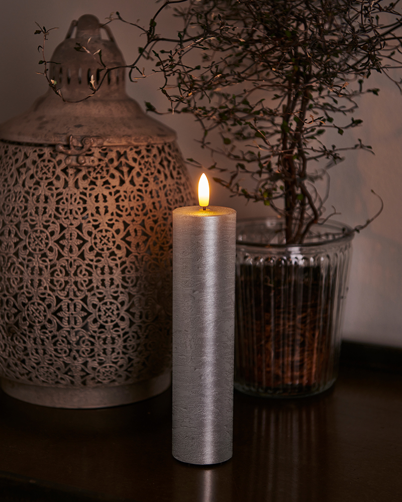 Sille Pillar Candle Ø5 x 20cm, Silver