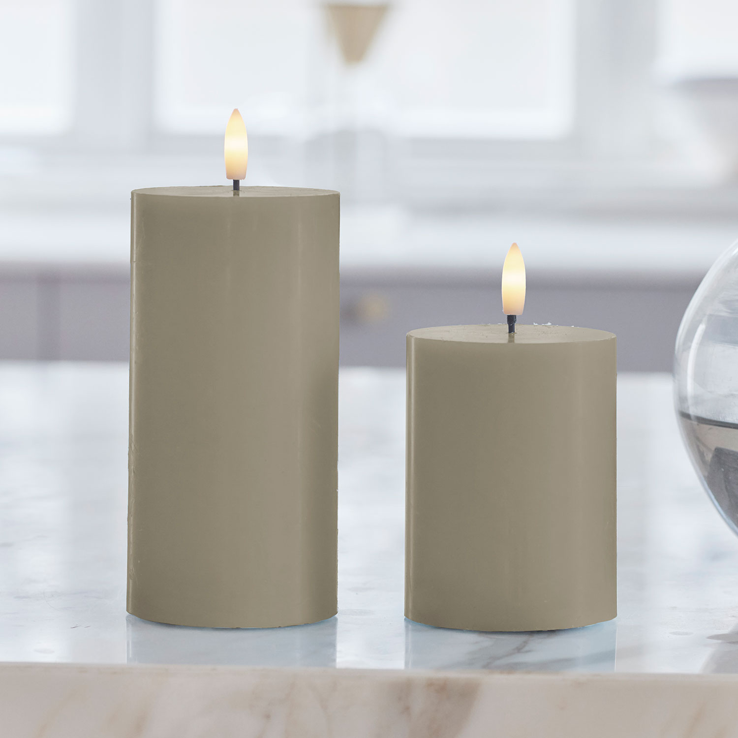 Sille Taper 2 pcs, Ø2 x 25cm, Warm Grey