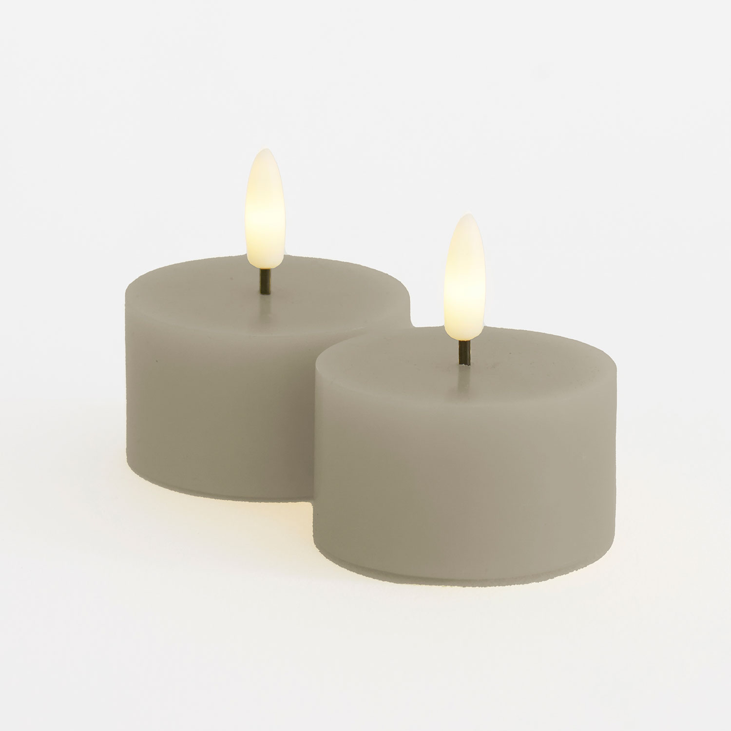 Sille Tealight 2 pcs, Ø6 x 3.4cm, Warm Grey