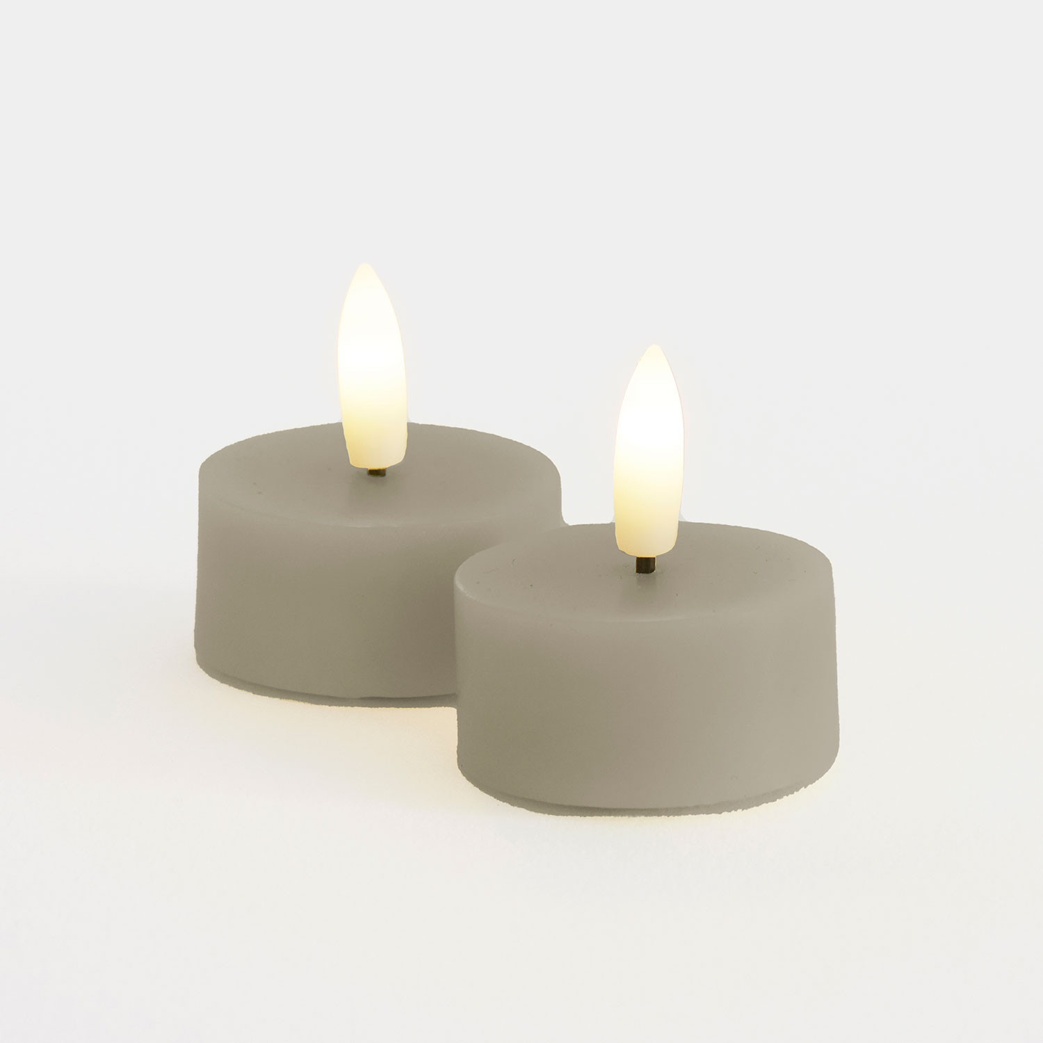 Sille Tealight 2 pcs, Ø4.5 x 2.2cm, Warm Grey