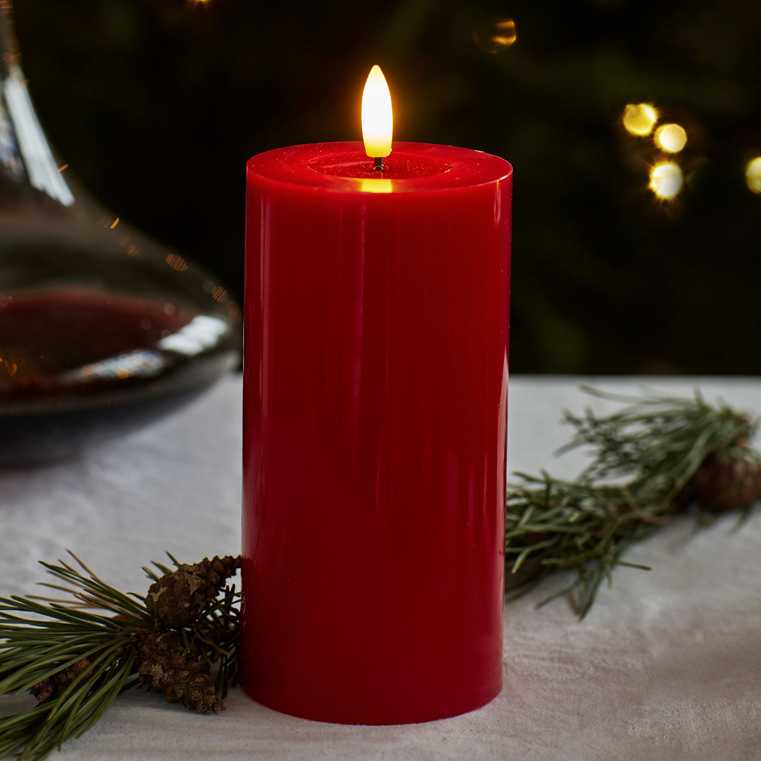Sille Lacquer Pillar - Ø7.5 x 15cm, Red
