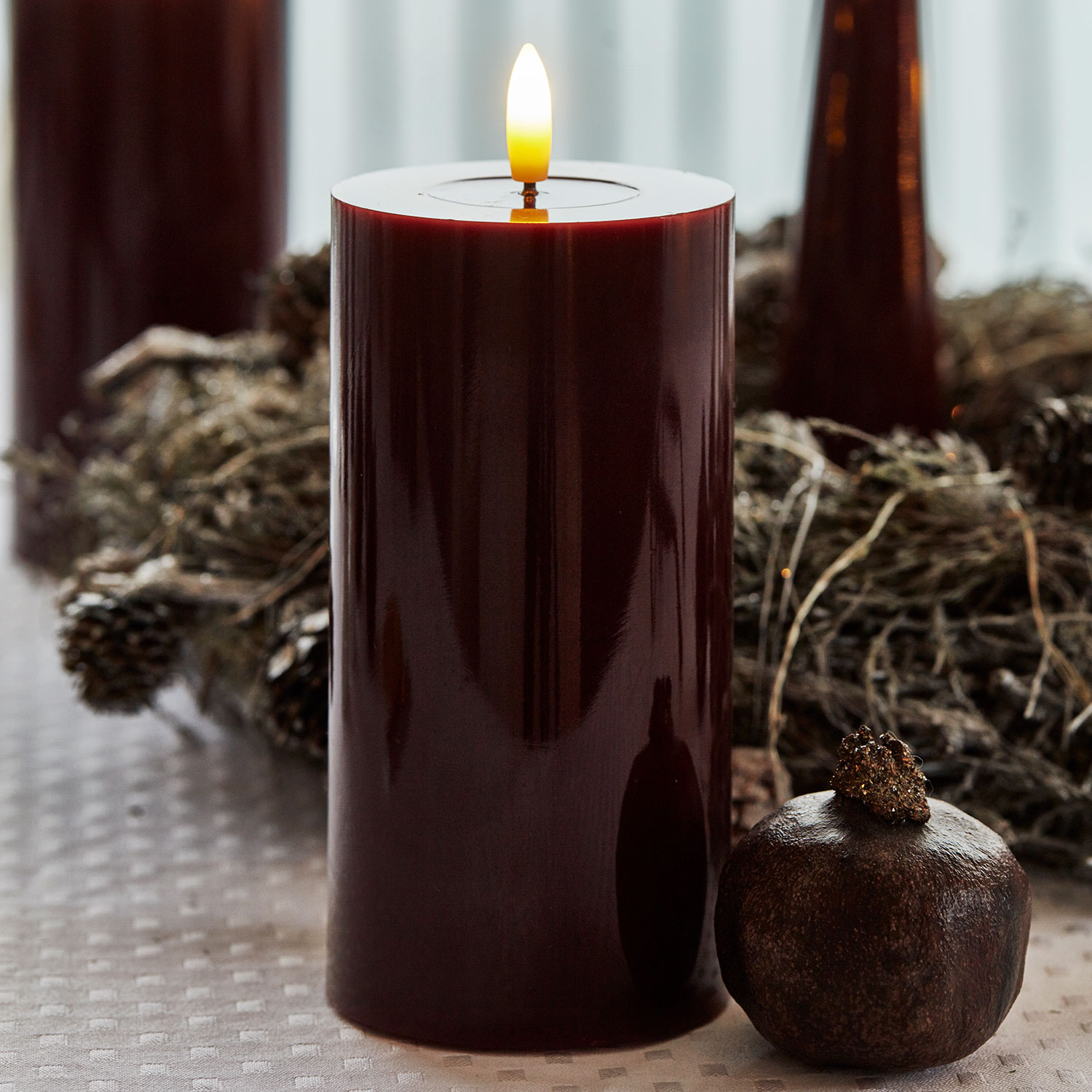 Sille Lacquer Pillar - Ø7.5 x 15cm, Bordeaux