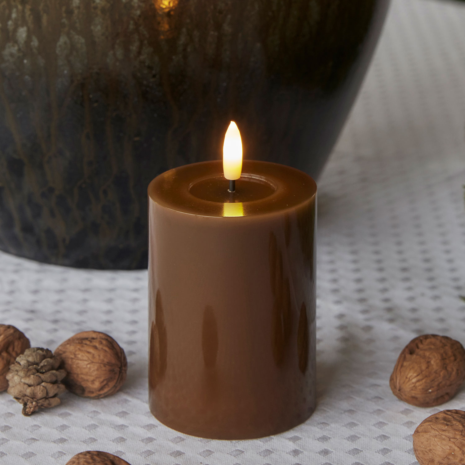 Sille Lacquer Pillar - Ø7.5 x 10cm, Toffee