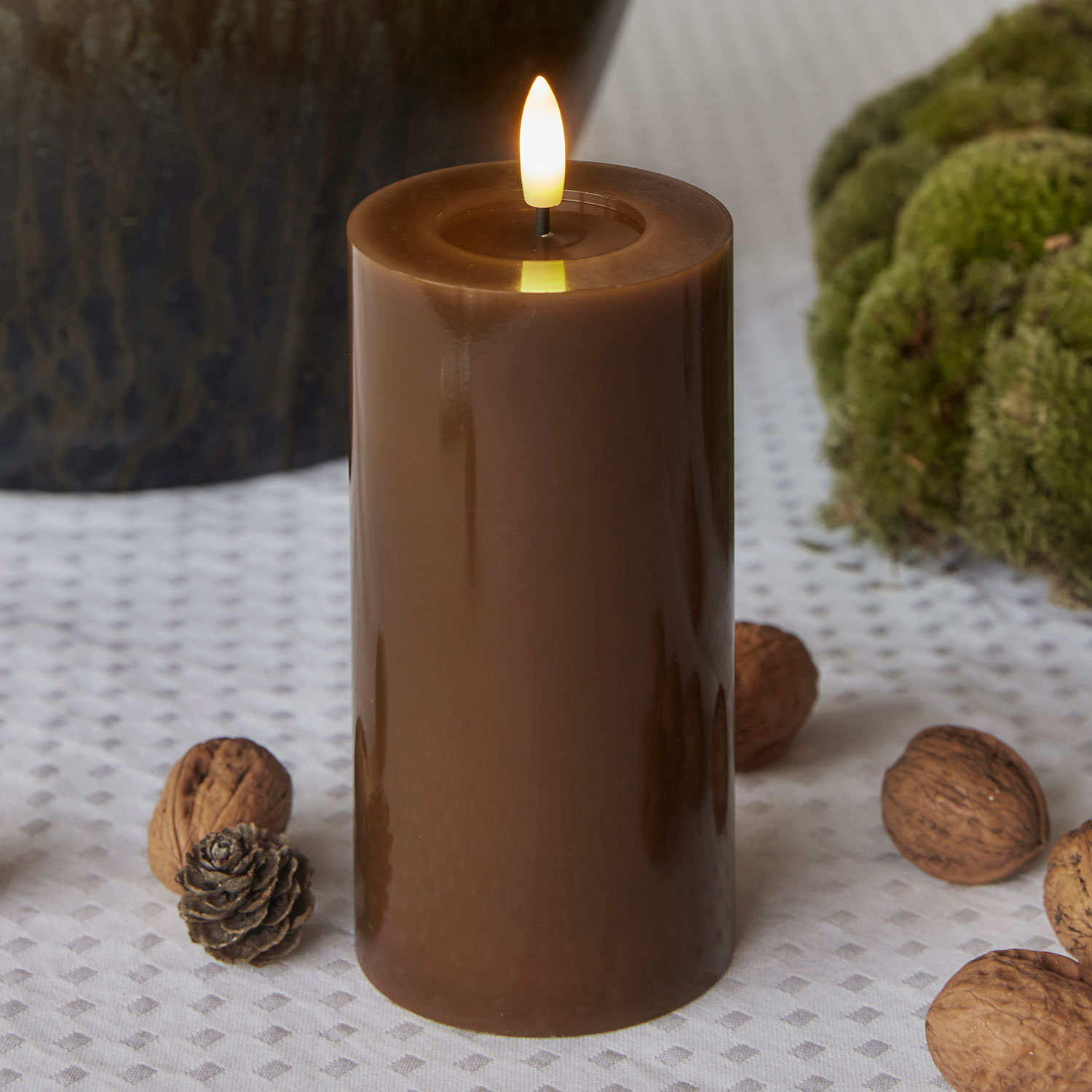 Sille Lacquer Pillar - Ø7.5 x 15cm, Toffee