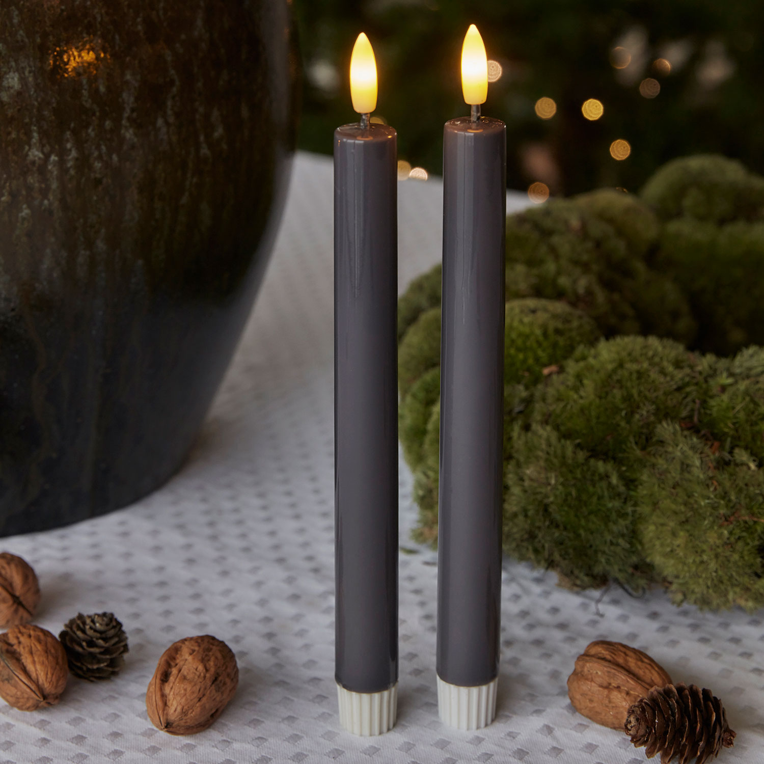 Sille Lacquer Taper 2 pcs - 24.5cm, Stone Gray