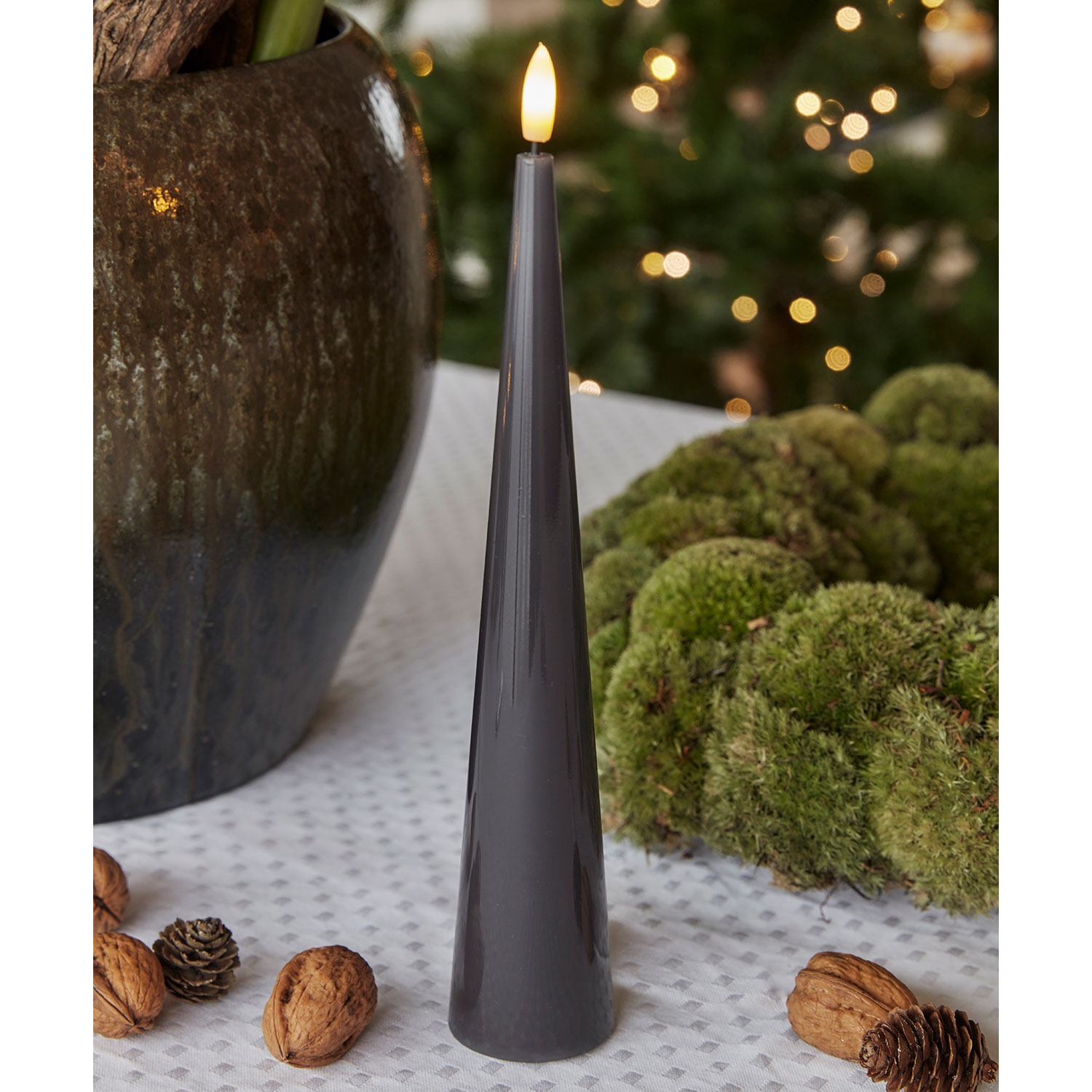 Sille Lacquer Cone - Ø4.8 x 26cm, Stone Gray