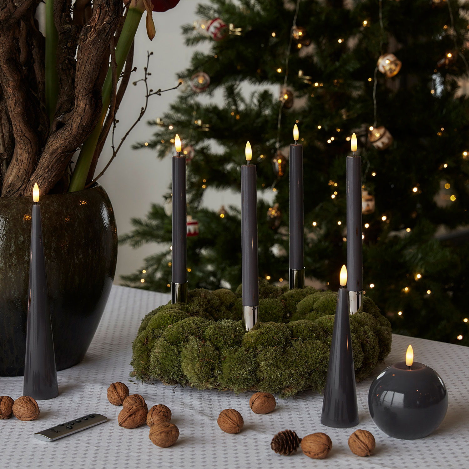 Sille Lacquer Cone - Ø4.8 x 26cm, Stone Gray