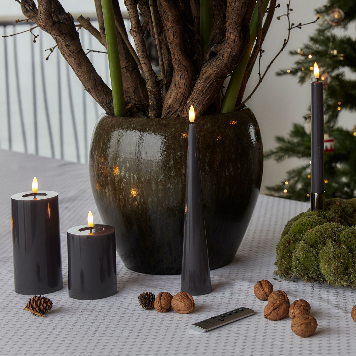 Sille Lacquer Pillar - Ø7.5 x 10cm, Stone Gray