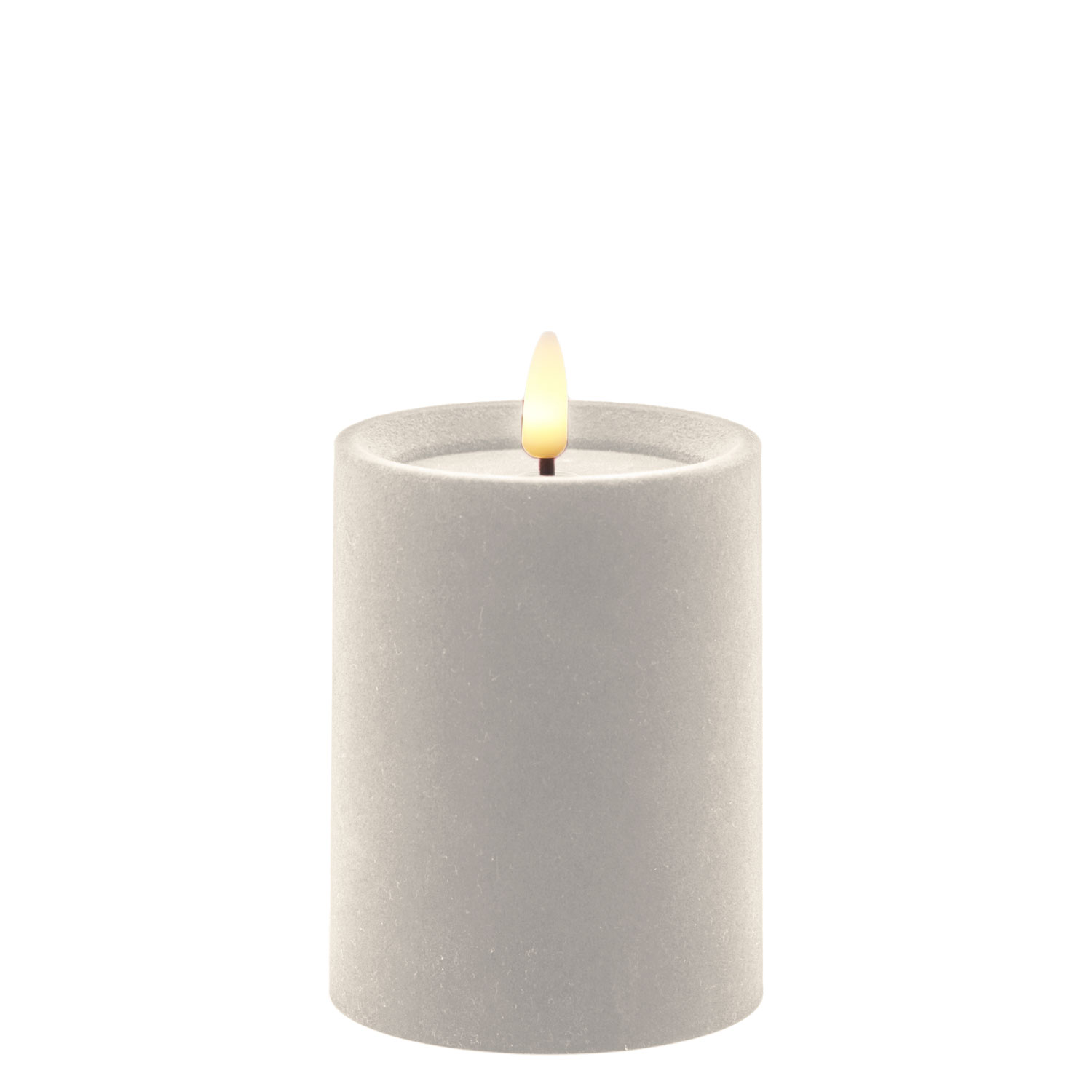 Sille Velvet Pillar - Ø7.5 x 10cm, Ivory