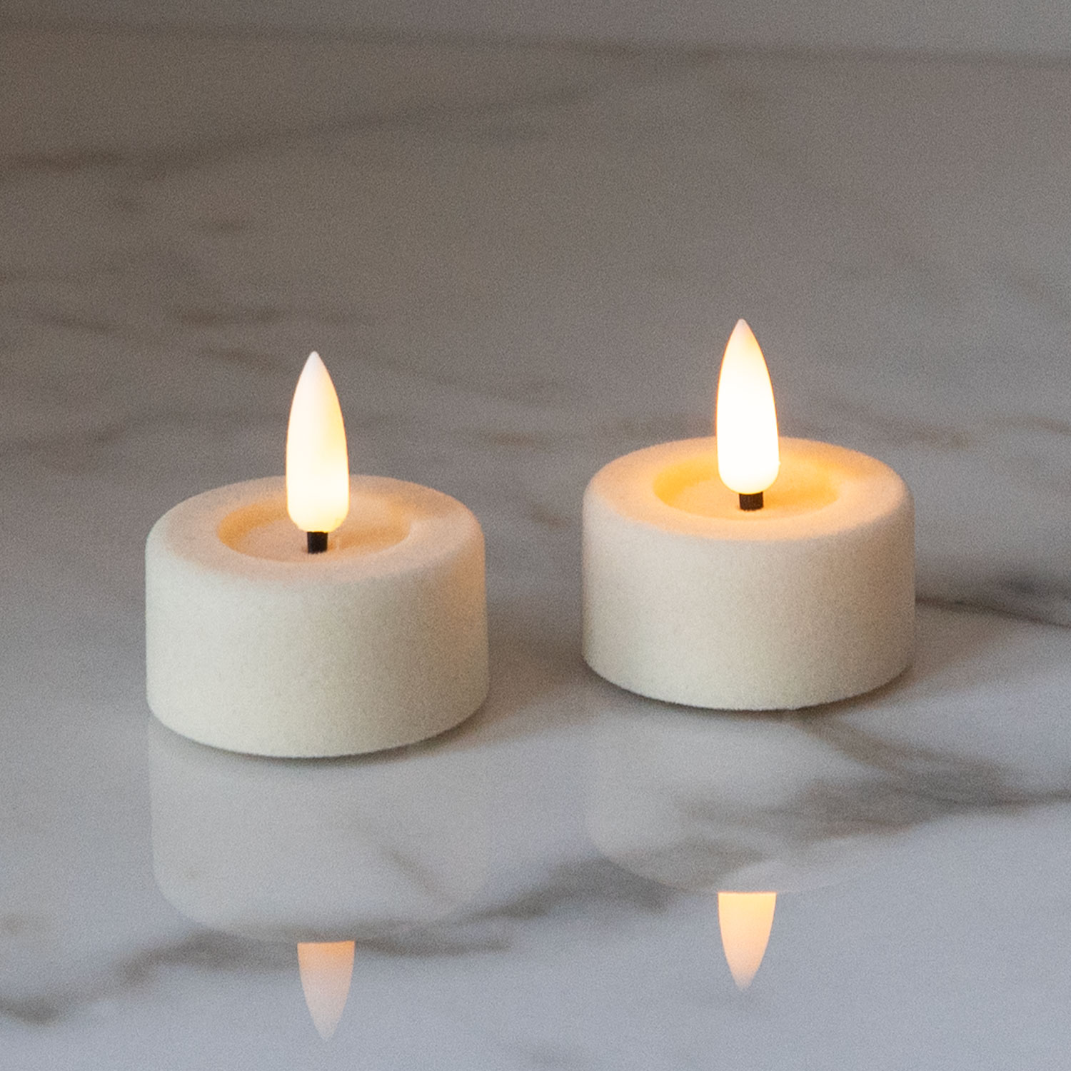 Sille Velvet Tealight 2 pcs - Ø4.5 x 2.2cm, Ivory