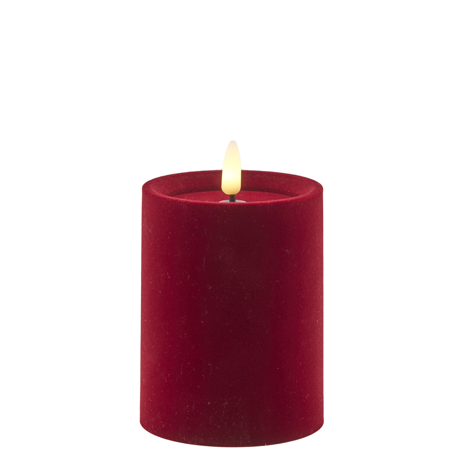 Sille Velvet Pillar - Ø7.5 x 10cm, Cherry