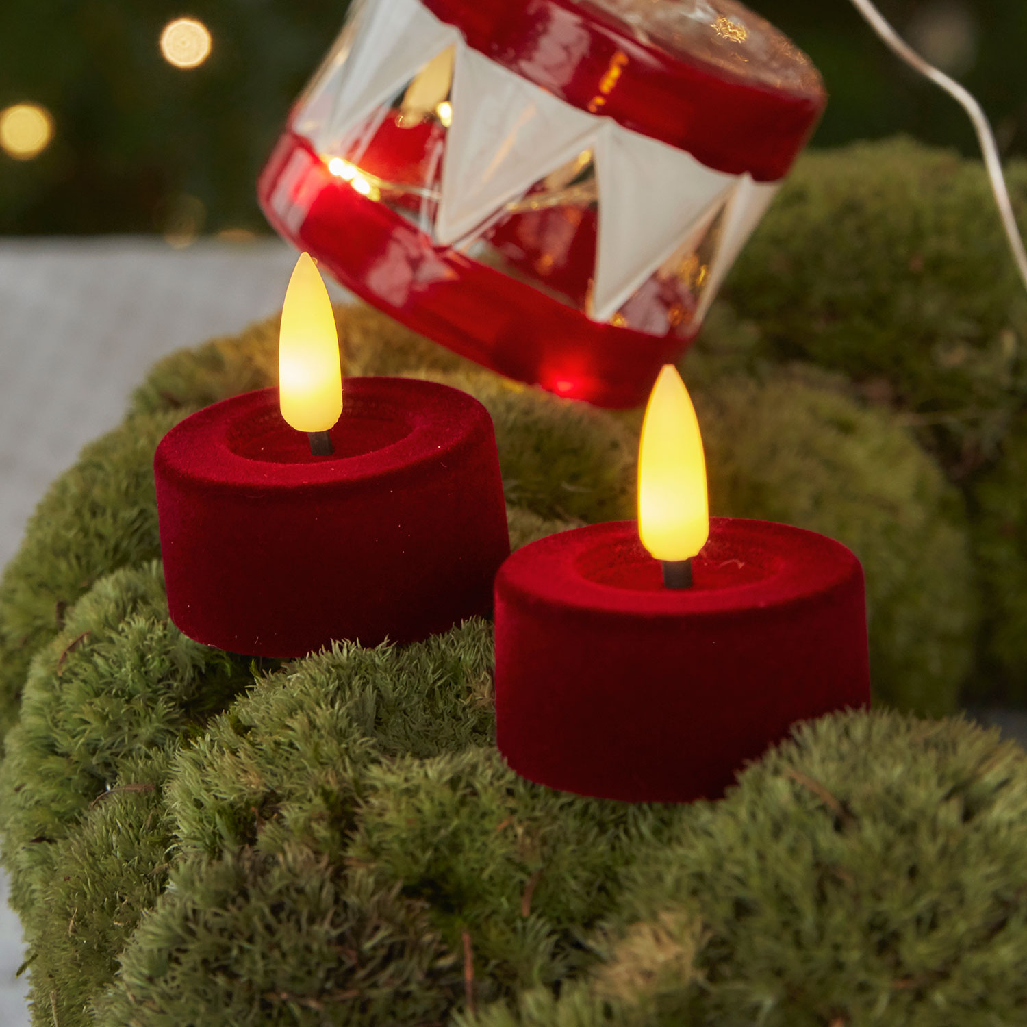 Sille Velvet Tealight 2 pcs - Ø4.5 x 2.2cm, Cherry