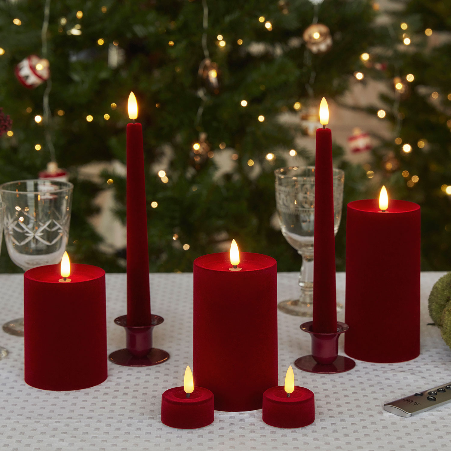 Sille Velvet Tealight 2 pcs - Ø4.5 x 2.2cm, Cherry